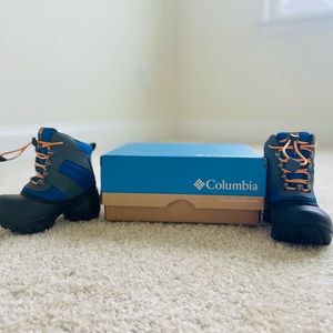 Columbia Waterproof Boots Blue/Grey/Orange Kids -7. EUC